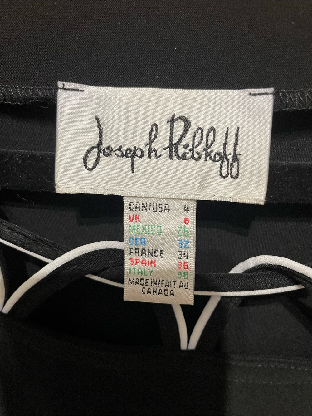Joseph Ribkoff Black Tunic White Loops Shark Bite Hem Women's Lagenlook Size 4 - Picture 4 of 7